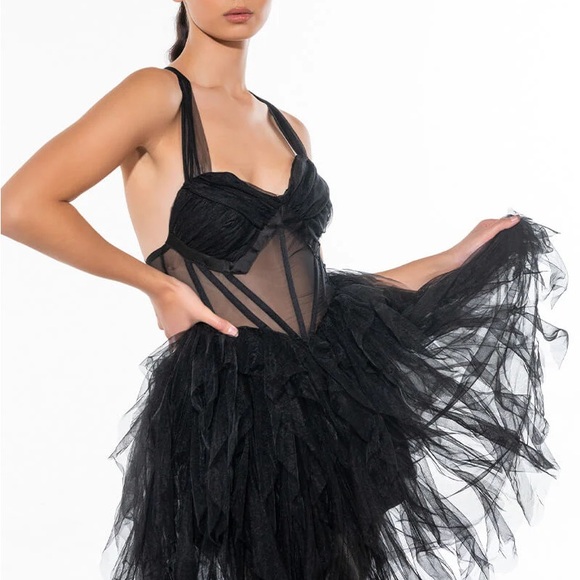 Akira Tulle Halter Mini Dress -Black -Brand New - Picture 7 of 9